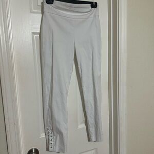 White Lace-Up Leggings